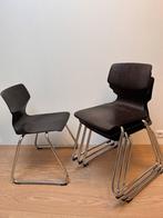 Set van 4 vintage Flototto design stoelen slede model, Huis en Inrichting, Stoelen, Ophalen, Gebruikt, Bruin, Vier