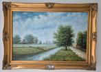 MOOI LANDSCHAP OP DOEK 108 x 78 cm, Antiek en Kunst, Kunst | Schilderijen | Klassiek, Ophalen