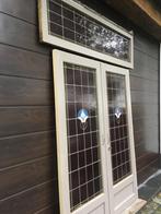 antieke dubbele ensuite deuren glas in lood met bovenlicht, Doe-het-zelf en Verbouw, Ophalen, Gebruikt, 80 tot 100 cm, Glas