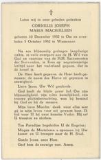 Cornelis Machielsen 1932 Oss + 1952 Wassenaar, 19 jaar oud, Verzamelen, Bidprentjes en Rouwkaarten, Verzenden