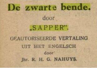 1e Druk 1927 Bruna Sapper = Herman McNeile Bulldog Drummond, Boeken, Thrillers, Gelezen, Verzenden