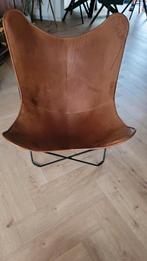 Cuero Vlinderstoel - Bruin Leer, Huis en Inrichting, Stoelen, Ophalen, Gebruikt, Bruin, Metaal