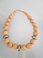 Leuke korte houten ketting voor de natuurlijke uitstraling, Ophalen of Verzenden, Gebruikt, Beige, Overige materialen