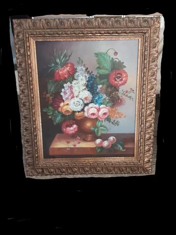 Bloemenschilderij met lijst beschikbaar voor biedingen