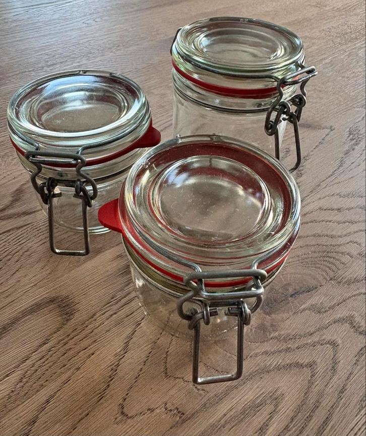 3 Weckpotten - 2 kleine, 1 hoge, Huis en Inrichting, Keuken | Keukenbenodigdheden, Zo goed als nieuw, Ophalen of Verzenden