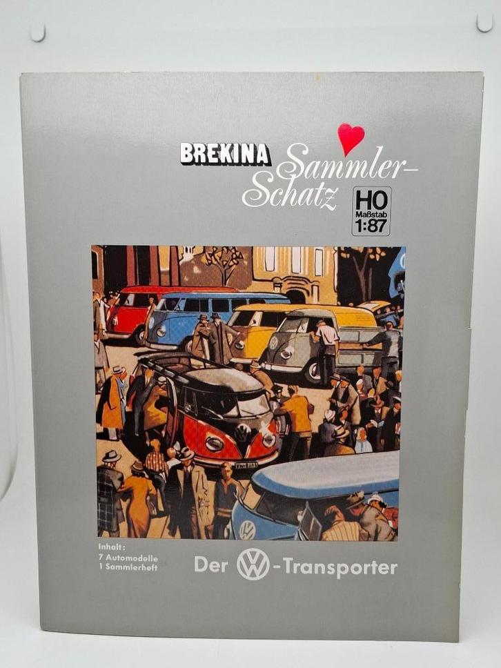 Brekina VW T1 1/87 set van 7 busjes plus verzamelboekje, Hobby en Vrije tijd, Modelauto's | 1:87, Zo goed als nieuw, Auto, Brekina