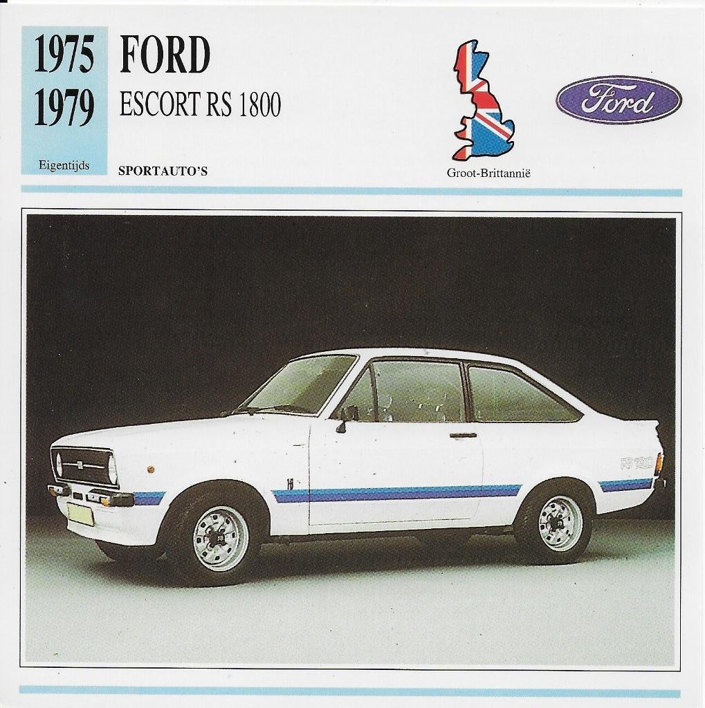 Ma357 autokaart ford escort rs 1800 ( 1975 - 1979, Ophalen of Verzenden, Zo goed als nieuw, Auto's