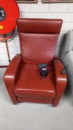 Relaxfauteuil leer met elektrische bediening, Ophalen, Gebruikt, 75 tot 100 cm, Modern