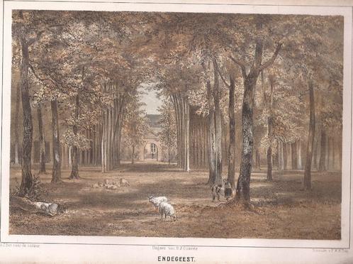 Oegstgeest Kasteel Endegeest Litho 1859, Antiek en Kunst, Kunst | Etsen en Gravures, Ophalen of Verzenden