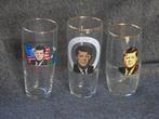 Drie J.F. Kennedy glazen, Verzamelen, Ophalen of Verzenden, Gebruikt, Bierglas