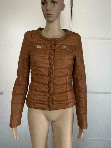 E1058 Osley: maat 36=S imitatie-leren jasje jas bruin winter beschikbaar voor biedingen