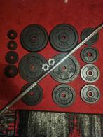 Gietijzer gewichten halterset 73.5kilo, Ophalen of Verzenden, Gebruikt, Rug, Halterset