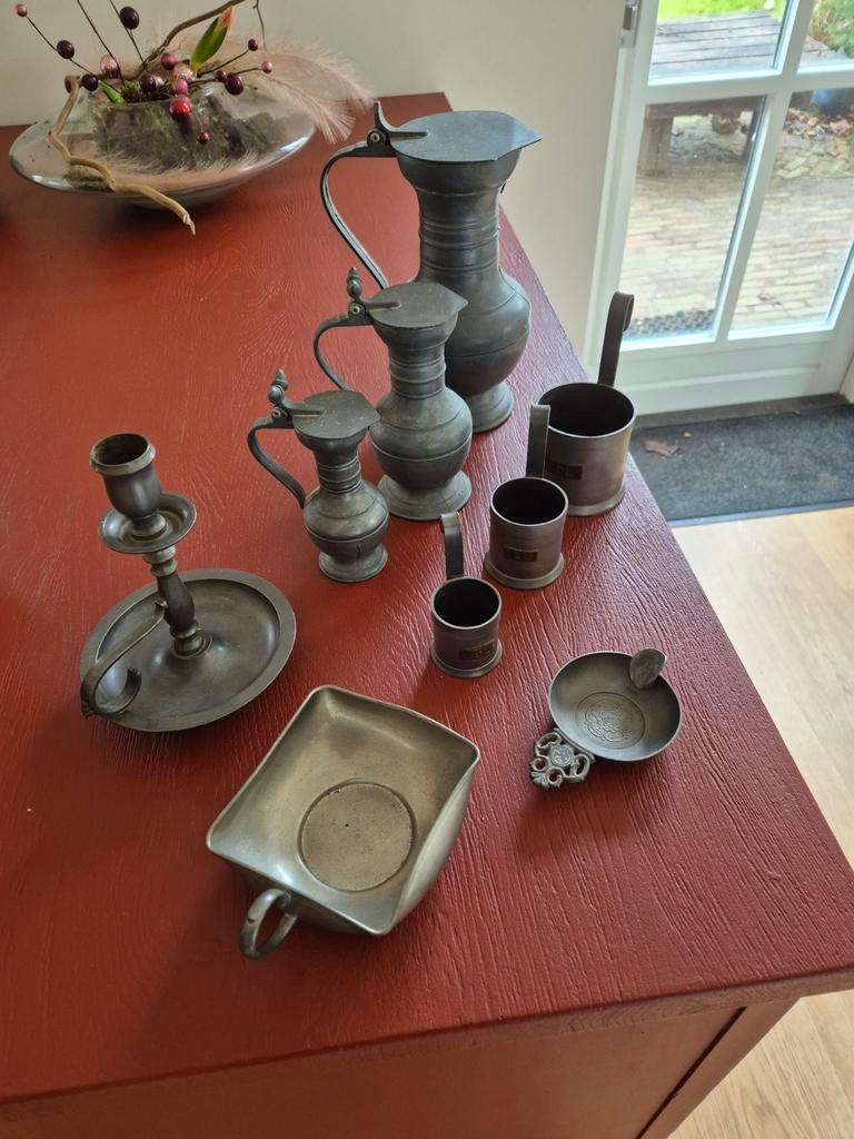 Diverse Tinnen Voorwerpen Collectie, Antiek en Kunst, Ophalen of Verzenden