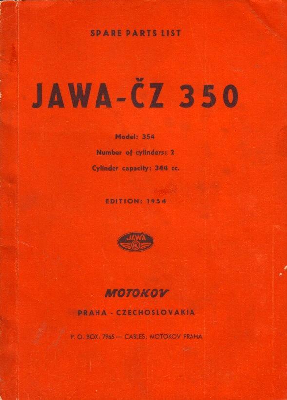Jawa 350 Spare Parts List 1954 CZ (2080z), Motoren, Handleidingen en Instructieboekjes, Overige merken, Verzenden
