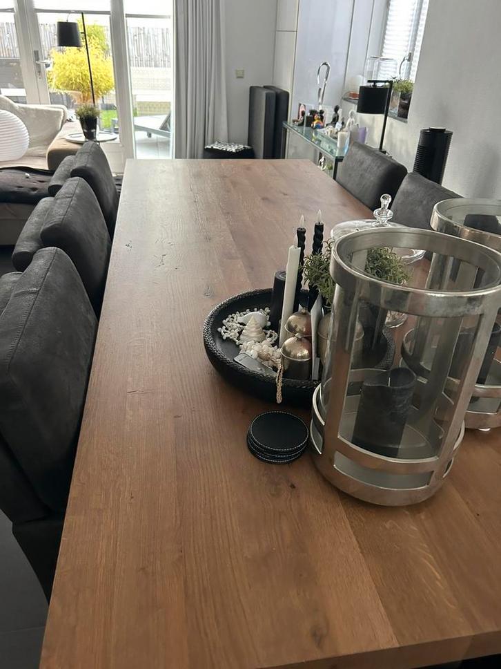 Eiken eetkamertafel  inclusief 6 stoelen. Set moet weg!!, Huis en Inrichting, Tafels | Eettafels, Zo goed als nieuw, 50 tot 100 cm