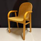 Set vintage grenen stoelen pitriet rotan zitting jaren 60 70, Ophalen, Gebruikt, Bruin, Vier