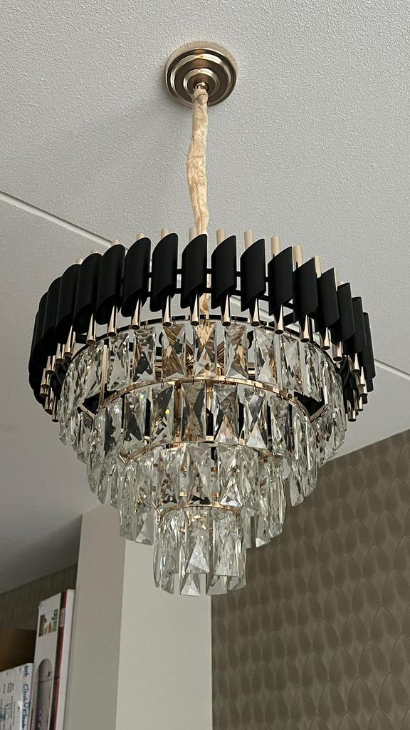 3x Luxe kristallen hanglampen  2x Ø45 cm, 1x Ø55 cm, Ophalen of Verzenden, Zo goed als nieuw
