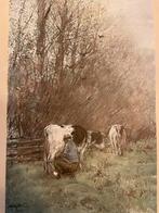 Willem Maris - Melktijd - Hollandse School Print, Ophalen of Verzenden