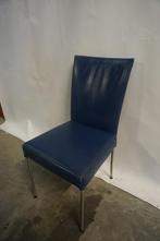 Blauwe leren Bert Plantagie stoel eetkamerstoel, Ophalen, Gebruikt, Blauw, Leer