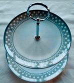 Gusta vintage witte stippen etagere grijze randen 2 borden, Ophalen of Verzenden, Zo goed als nieuw