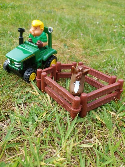john deere speelgoedset tractor en hekken met een paard, Kinderen en Baby's, Speelgoed | Speelgoedvoertuigen, Zo goed als nieuw