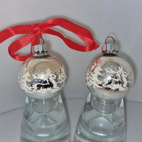 Vintage antieke kerstballen klein glas rendieren kerstboom, Diversen, Kerst, Gebruikt, Ophalen of Verzenden