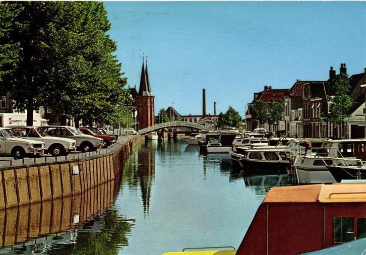 Sneek, Westersingel - boot auto brug - gelopen, Verzamelen, Ansichtkaarten | Nederland, Ongelopen, Friesland, Voor 1920, Ophalen of Verzenden