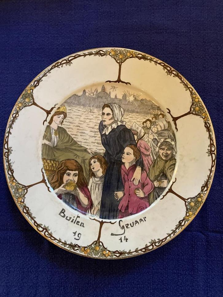 Wandbord Buiten Gevaar 1914, Antiek en Kunst, Antiek | Wandborden en Tegels, Ophalen of Verzenden