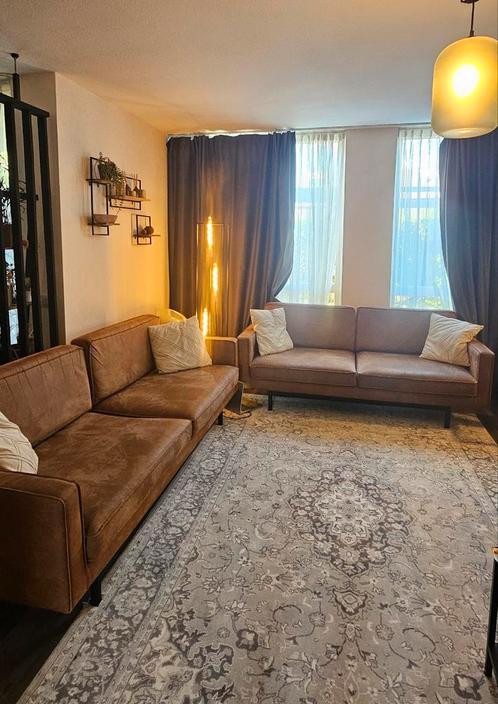 2.5-zits en 3-zits bank cognac – set te koop, Huis en Inrichting, Banken | Complete zithoeken, Gebruikt, Leer, Ophalen