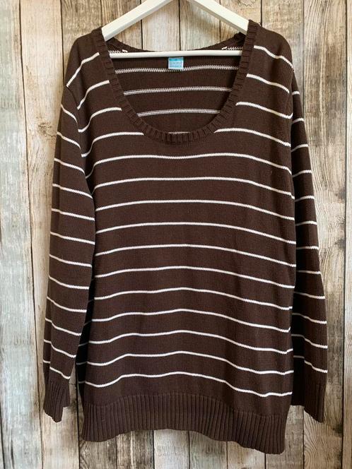 Bruin wit gestreepte trui van M&S mode (Maat XXXL), Kleding | Dames, Grote Maten, Gedragen, Trui of Vest, Bruin, Verzenden
