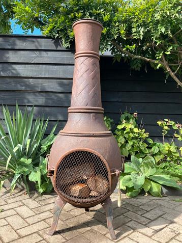 Robuuste XXXL gietijzeren tuinhaard met vonkendeur 140 hoog! beschikbaar voor biedingen