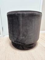 KARWEI Kristy Poef - Antraciet grijs zwart Velvet, Ophalen, Minder dan 50 cm, Rond, Minder dan 50 cm