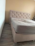 Luxe boxspring met opbergruimte – suède beige (180x200 cm), Huis en Inrichting, Slaapkamer | Boxsprings, Beige, Tweepersoons, Ophalen of Verzenden