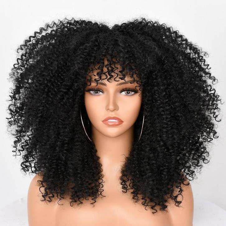 Zwarte Afro Pruik Vrouwen Krullen Haar Haarstuk Haren, Sieraden, Tassen en Uiterlijk, Uiterlijk | Haarverzorging, Nieuw, Pruik of Haarverlenging