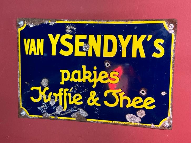 Oud emaille bord Van Ysendyk's Koffie & Thee, Antiek en Kunst, Antiek | Emaille, Ophalen