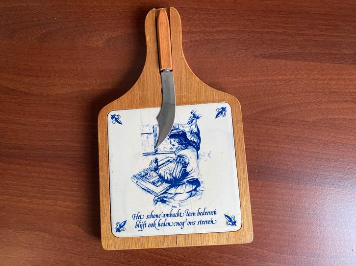 Delfts Blauw Kaasplankje met Mes, Antiek en Kunst, Antiek | Keukenbenodigdheden, Ophalen of Verzenden