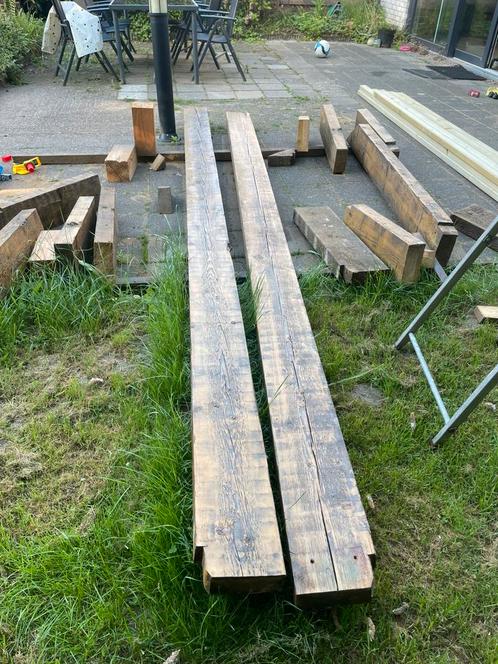 2 balken 410 x 17 x 7 cm, Tuin en Terras, Palen, Balken en Planken, Gebruikt, Balken, 250 cm of meer, Ophalen of Verzenden
