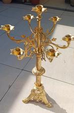 Zware antieke massieve kandelaar 57cm, Ophalen of Verzenden, Koper of Brons