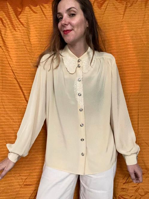 Vintage blouse - embroidery - kraag - 40/L/large, Kleding | Dames, Blouses en Tunieken, Gedragen, Maat 38/40 (M), Ophalen of Verzenden