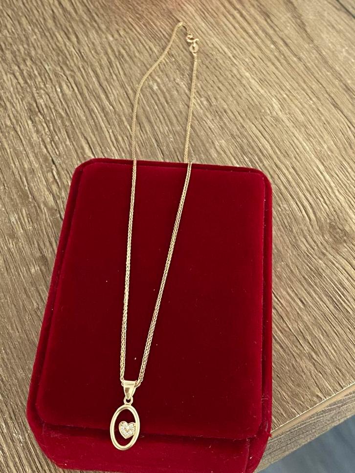Mooie 14 karaat gouden ketting met hanger, Sieraden, Tassen en Uiterlijk, Kettingen, Nieuw, Goud, Met hanger, Ophalen of Verzenden