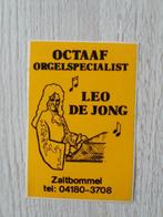 sticker OCTAAF orgelspecialist Leo de Jong te Zaltbommel, Ophalen of Verzenden, Zo goed als nieuw, Overige typen