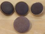 Setje vintage knopen met bruine stof 4 stuks, Ophalen of Verzenden, Zo goed als nieuw, Knoop of Knopen