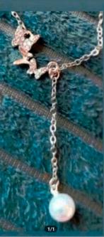 Ketting vlinders parel, Verzenden, Nieuw, Goud, Met hanger