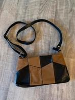 Vintage cognac leren suède tasje schoudertas damestas boho, Ophalen of Verzenden, Gebruikt, Schoudertasje