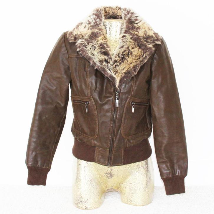 Prachtige Leren Maze Jas2 (S)* € 65,-, Kleding | Dames, Jassen | Winter, Zo goed als nieuw, Maat 36 (S), Bruin, Ophalen of Verzenden