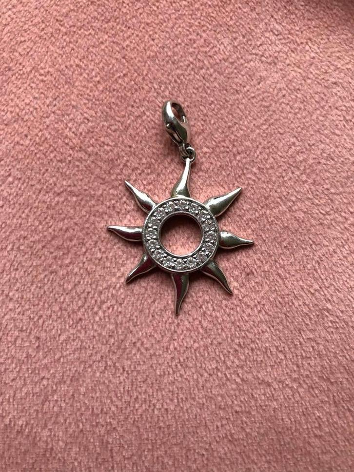 Zinzi Zilveren Zon Hanger met Zirkonia, Sieraden, Tassen en Uiterlijk, Kettinghangers, Zo goed als nieuw, Zilver, Overige voorstellingen