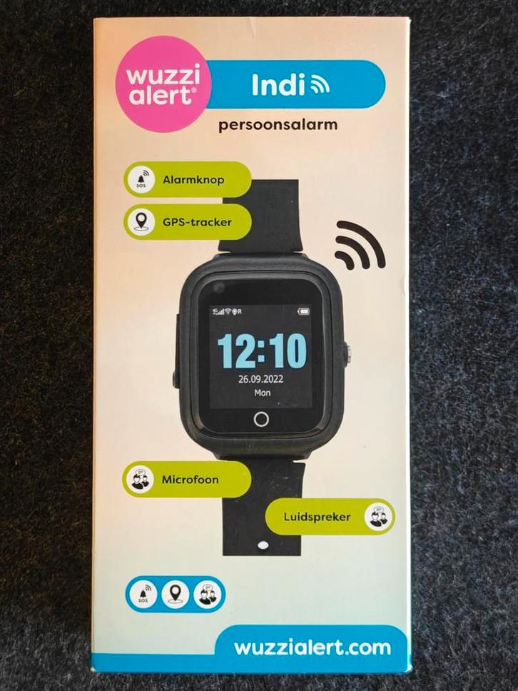 Wuzzi Alert Indi Alarmhorloge - GPS Tracker, Sieraden, Tassen en Uiterlijk, Smartwatches, Zo goed als nieuw, Android, Zwart, GPS