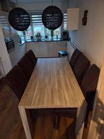 Eetkamertafel + 6 stoelen, Huis en Inrichting, Tafels | Eettafels, Ophalen, Gebruikt, 50 tot 100 cm, Vijf personen of meer