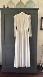 Vintage trouwjurk, lange mouwen, maat S/M, 42, Ophalen of Verzenden, Gedragen, Wit, Trouwjurk