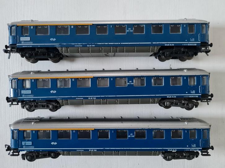3 Fleischmann H0 NS sneltreinrijtuigen 1530, Hobby en Vrije tijd, Modeltreinen | N-Spoor, Gebruikt, Wagon, Gelijkstroom, Fleischmann